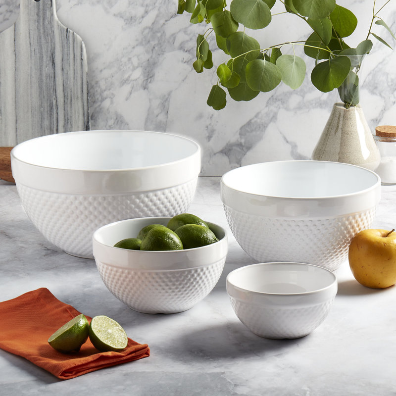 Tabletops Gallery Hobnail 4 Piece Stoneware Mixing Bowl Set & Reviews